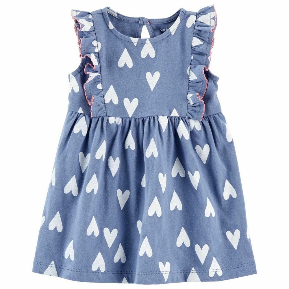 Baby Girl Carter's Blue Heart Chambray Dress  NWT